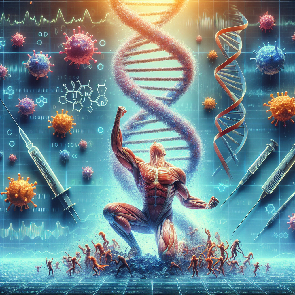 Generate a high-quality, photorealistic image symbolizing a breakthrough in the field of gene therapy, specifically displaying the defeat of the ALS threat. The image may include elements such as the double helix structure of DNA, tools related to gene editing like CRISPR, and a representation of ALS potentially as a monster being defeated. Ensure to display a sense of hope and victory, emphasizing the positive impact of this scientific breakthrough.
