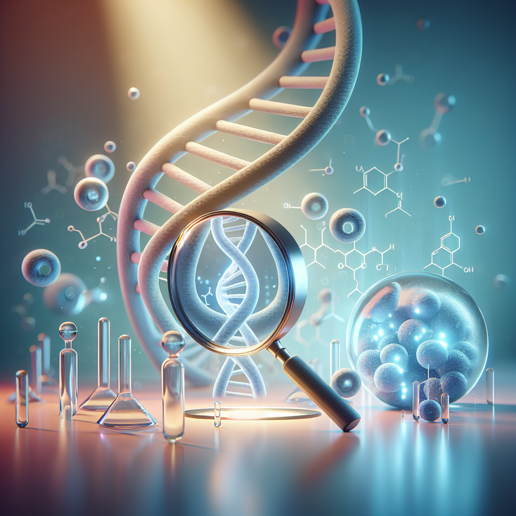 Generate a high-quality, photorealistic image representing the basics of Amyotrophic Lateral Sclerosis (ALS). The scene should be illuminated with natural lighting, casting gentle shadows. Include a symbol of discovery, such as a magnifying glass examining a piece of DNA, hinting at a remarkable breakthrough in the study of this disease.