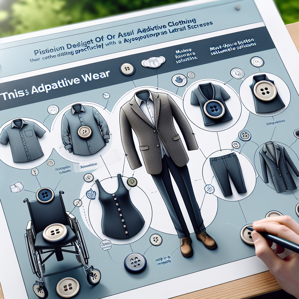 Visualize a collection of adaptive clothing specifically designed for people living with ALS (Amyotrophic lateral sclerosis). This clothing line should feature must-have button solutions that make dressing easier and more comfortable. Allow these adaptive wear pieces to shine under the glow of natural light, casting soft shadows on the surrounding area as it accentuates their unique design. The clothing items may include shirts, trousers, jackets, or coats, all designed with extra-large, easy-to-manipulate buttons. The design of the clothing should radiate simplicity, elegance, and practicality.