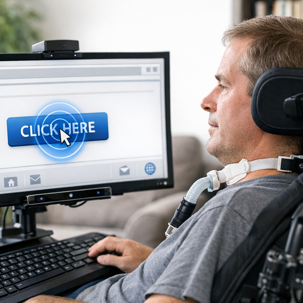 Illustration of ALS Computer Access: Effortless Eye Tracking Mouse Guide