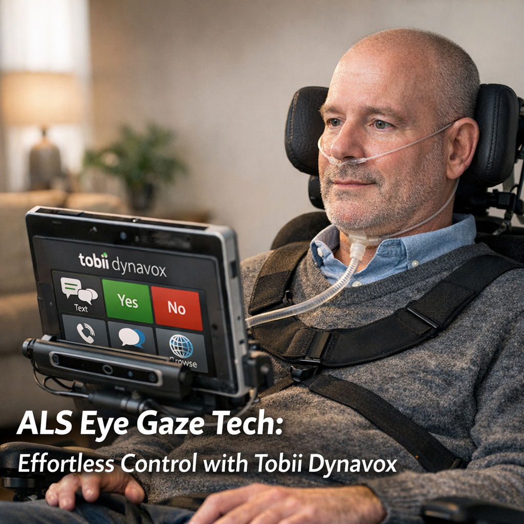 Illustration of ALS Eye Gaze Tech: Effortless Control with Tobii Dynavox